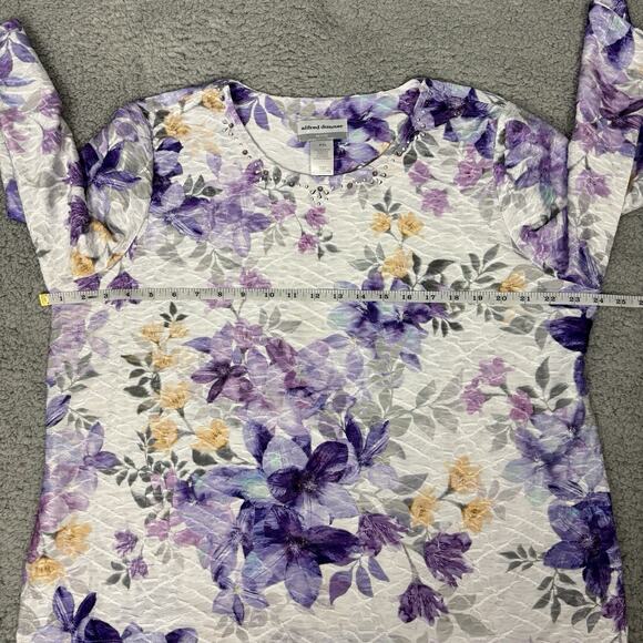 Alfred Dunner Top Womens Size P XL Floral Soft Texture 3/4 Sleeve Round Neck - Picture 8 of 12
